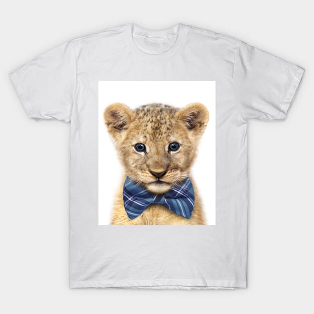 Baby Lion With Blue Bowtie, Baby Boy Nursery, Baby Animals Art Print by Synplus T-Shirt by Synplus